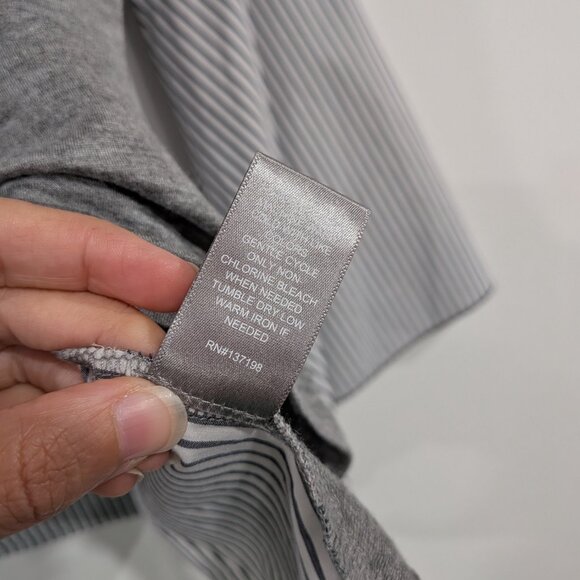 Marled Reunited Clothing Jersey and Woven Striped Blouse Grey White Size XL - Picture 4 of 6